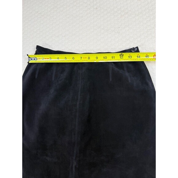 Yves Saint Laurent Rive Gauche Suede‎ Skirt Leather | Black | Womens EU 40 US 6 - Picture 9 of 10